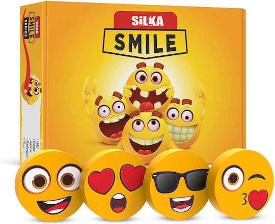 Radiere Silka Box Pentru Creion Fără Reziduuri 36 Bucăți/Ambalaj Silka Smile Formă Rotundă Design Asortat