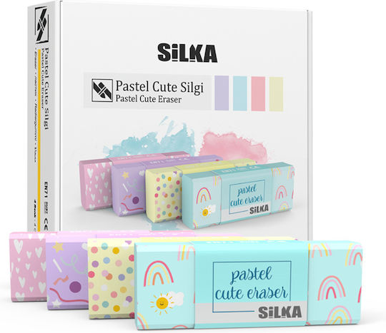 Radiere Silka Box Pentru Creion Fără Reziduuri 20 Bucăți/Ambalaj Silka Pastel Drăguț Design Asortat
