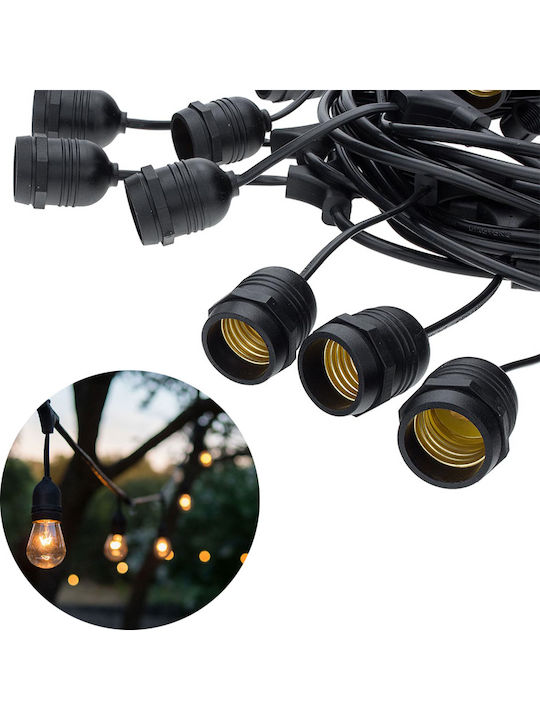 Wasserdichte Lichterkette 5m 10 Glühbirnensockel E27 Ausziehbar