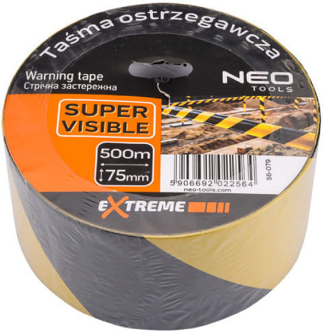 Neo Tools Bandă de Marcare 75mmx500m Galben-Negru 56-079
