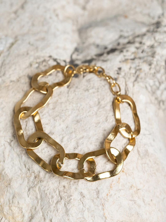 Late Again Women's Chain Bracelet Made of Stainless Steel Gold Plated 19.5cm