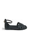 Leather Women's Flat Sandals Black