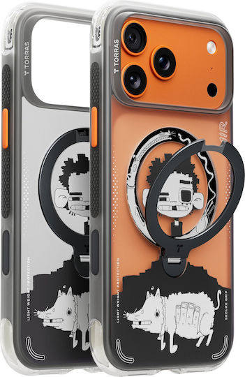 Torras Ostand Spin Rückseite Kunststoff / Silikon Schwarz Für iPhone 17 Pro Max
