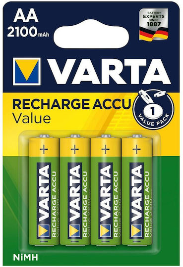 Varta Recharge Accu Value Rechargeable Batteries AA Ni-MH 2100mAh 1.2V 4pcs