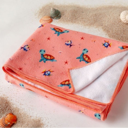 Kiokids 4360 Prosop De Plajă Microfiber Tortuga Roz 75x1