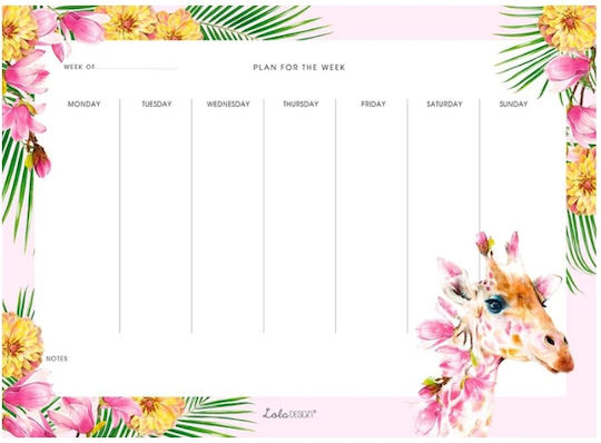 Weekly Planner Botanical Giraffe 21x30 Lola Desing