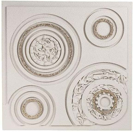 Πίνακας Καμβάς Κύκλοι Μπεζ Ασημί 80x3x80 Εκ Estheti 812-20050