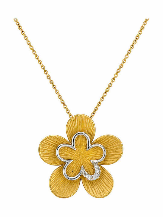 Atofio Kosmima Necklace With Flower Design In 14K Gold