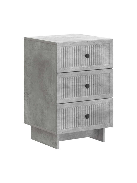 Wooden Bedside Table with Metal Legs Gray 43x41...