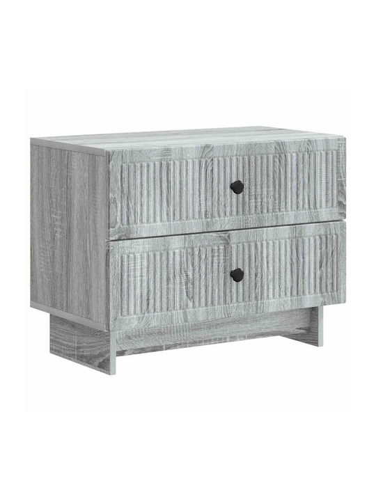 Wooden Bedside Table Gray 62x34.5x47.5cm