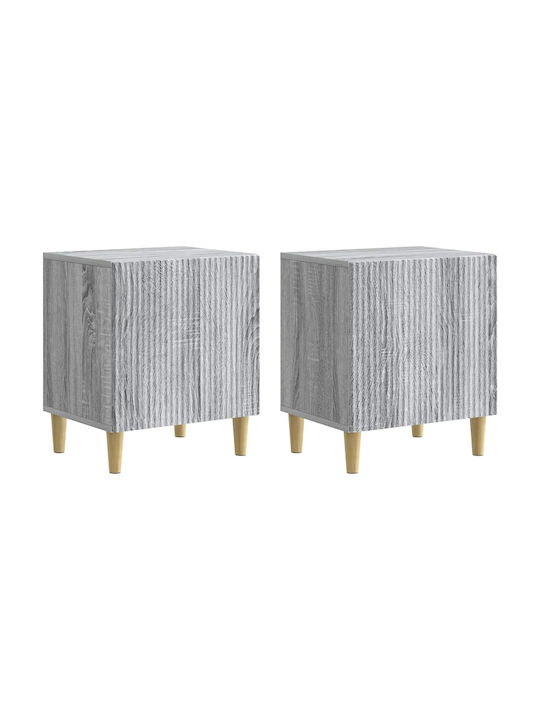 Wooden Bedside Tables Grey Set of 2 43x34.5x50cm