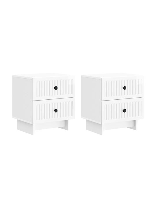 White Wooden Bedside Tables 2 Pieces 43x34.5x47.5cm