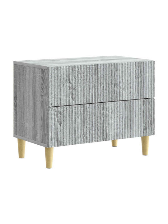 Wooden Bedside Table Gray 62x34.5x48cm