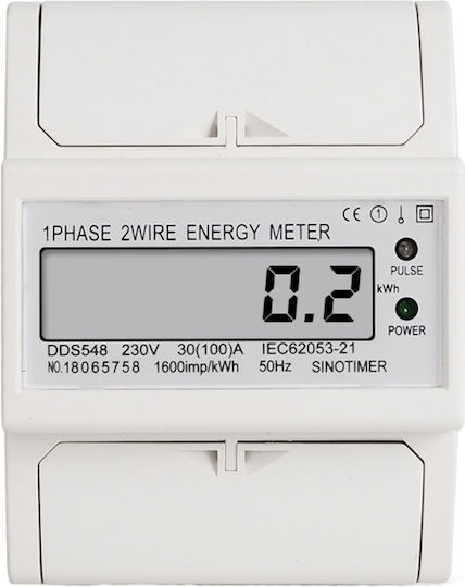 Single-phase Electric Energy Meter Sinotimer 230v Ac 50hz 30 100 A Led Digital Display Dds548