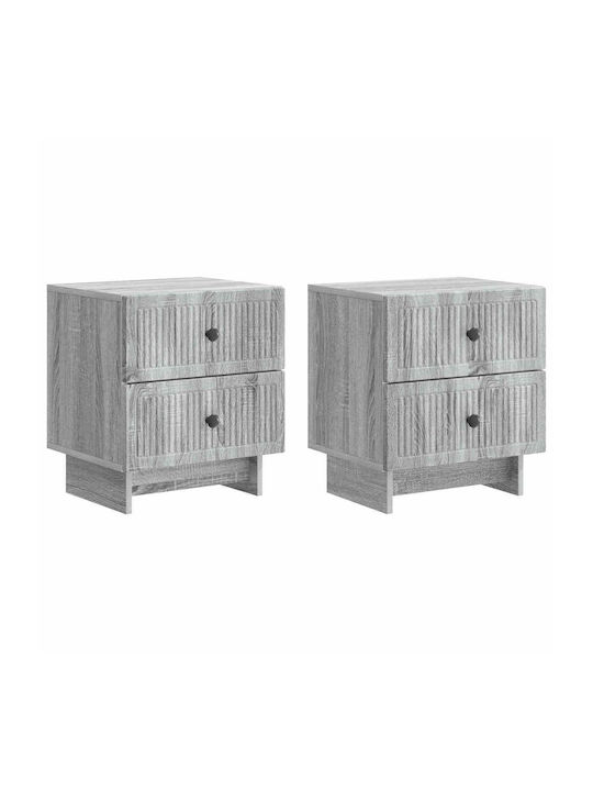 Gray Wooden Bedside Tables 2 Pieces 43x34.5x47.5cm