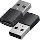 Satechi Pachet 2 Adaptoare Usb-a La Usb-c Usb 3.0 10 Gbps Compact Aluminiu Negru Argintiu