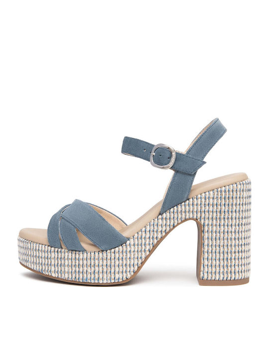 Damen Sandalen Blau Leder