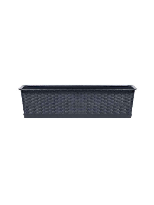 Prosperplast Ratolla Kunststoff-Blumentopf Anthrazit mit Untersetzer 15cm