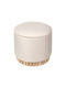Stool for Living Room with Storage Space Upholstered with Velvet Terina Cream 46x46x42cm