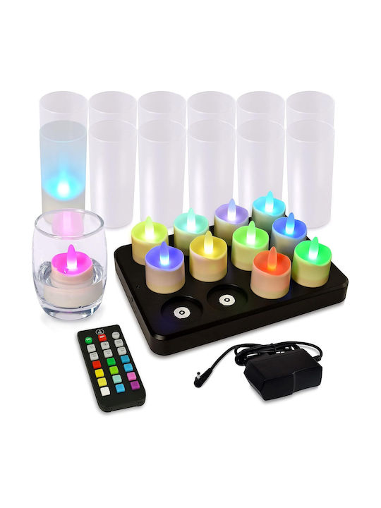 Διακοσμητικό Φωτιστικό LED RGB Κερί 12τμχ