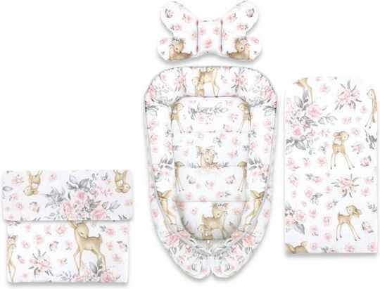 MimiNu Perna Pentru Bebelusi Tip Cuib Sweet Deer Roz 55x75cm