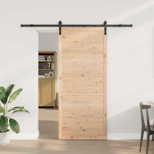 Schiebetür Natur 90 x 208 cm Massivholz Kiefer 3445639 Braun