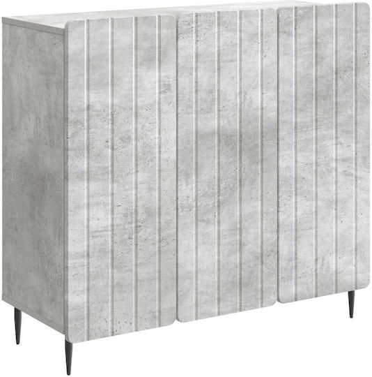 Sideboard aus Holz & Metall Grau Beton 89x34.5x82cm