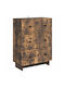 Sideboard from Wood & Metal with Drawers Smoked Oak Wood 66x34.5x90cm