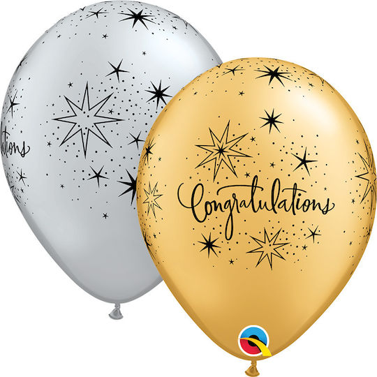Балони Латекс 11" Congratulations Elegant Опаковка 5 Бройки