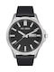 Paul Lorens Womens Battery Watch With Black Leather Strap