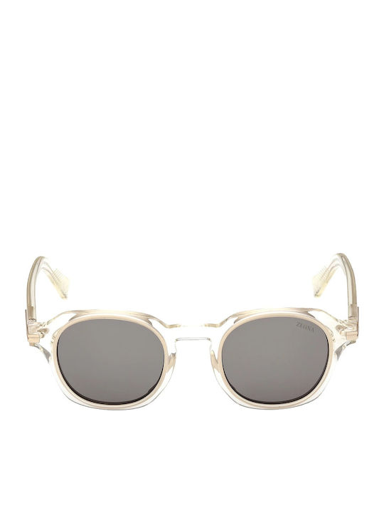Zegna Men's Sunglasses with Transparent Horn-Rimmed Frame EZ0286 39A
