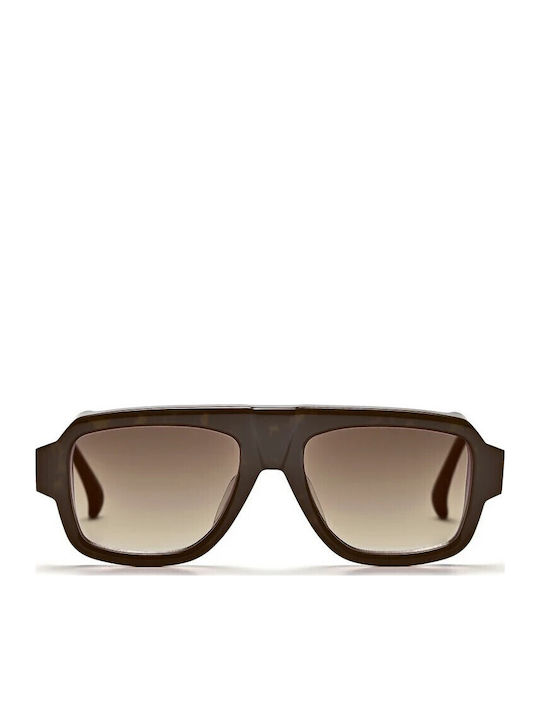 Am Eyewear Unisex Sunglasses With Brown Tartaruga Horn-Rimmed Frame And Gradient Lens 501789