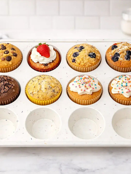 Pandaboo Φόρμα Ζαχαροπλαστικής για Cupcakes/Muffins από Σιλικόνη 12 Θέσεων 7.2x7.2εκ.