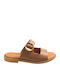 Damen Flache Sandalen Tabac Braun