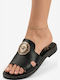 Leather Women's Flat Sandals Black