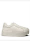 Sandale Flatforme Damă Albe