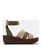 Leather Women's Anatomic Flatforms Sandals Khaki