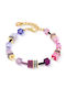 Coeur-de-lion Women's Chain Bracelet with Flower Design Gold Plated Steel 18.5cm