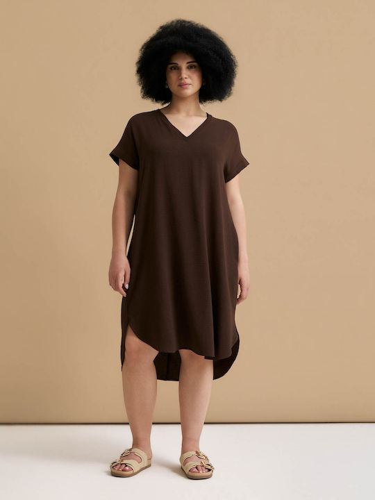 Rochie De Vară Pentru Femei Midi Airwashed V 8501.7127.1 Maro