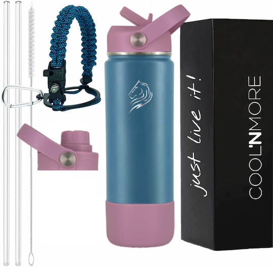 Cool'NMore Μπουκάλι Θερμός Ανοξείδωτο BPA Free 500ml Πολύχρωμο με Καλαμάκι και Λαβή