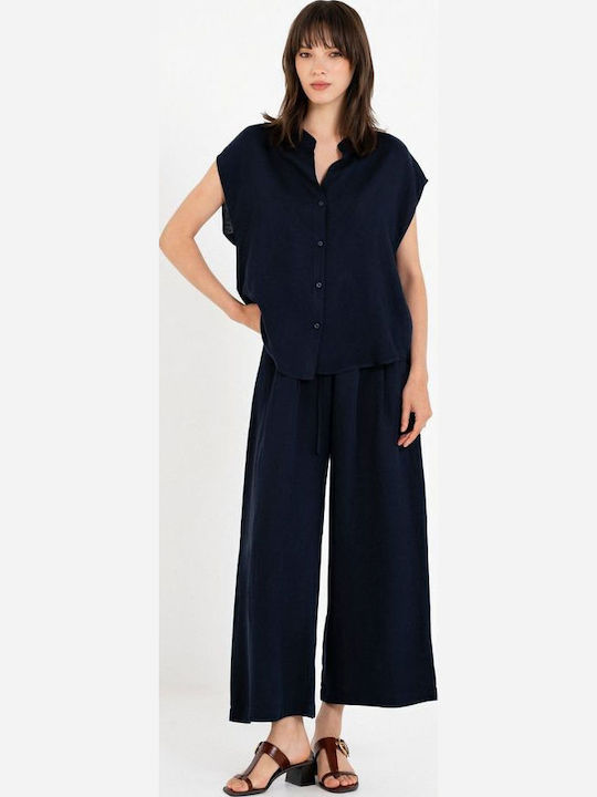 Philosophy Wear Αμάνικο Γυναικείο Πουκάμισο Black