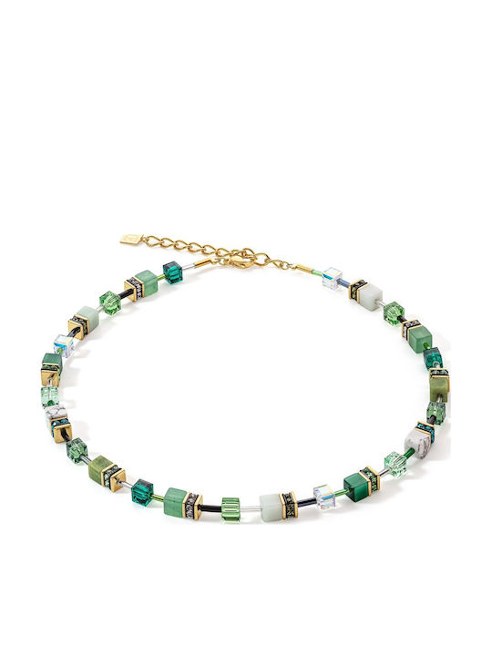 Coeur-de-lion Necklace Made of Gold Plated Steel Green