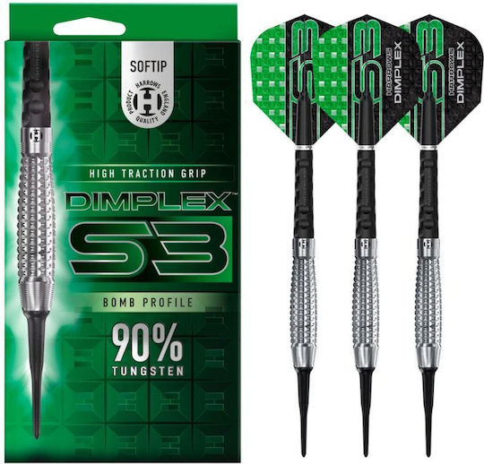 Harrows Dimplex S3 Bomb Darts 90% Softip Green