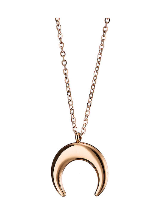 Art Collection Necklace From Pink Gold Plated Steel