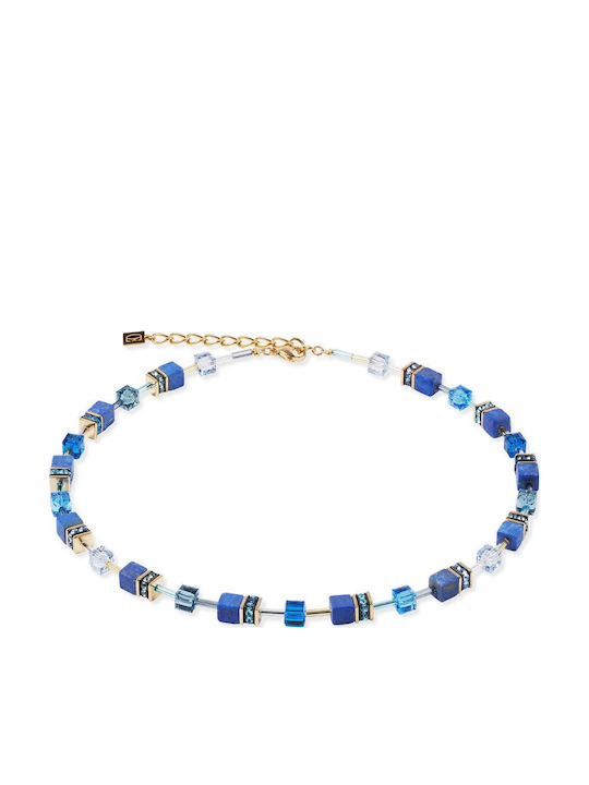 Coeur-de-lion Necklace From Gold Plated Steel Blue