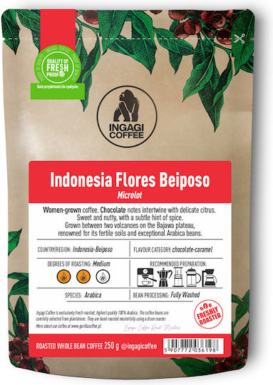Cafea Espresso Ingagi Indonesia Flores Beiposo 250g Boabe