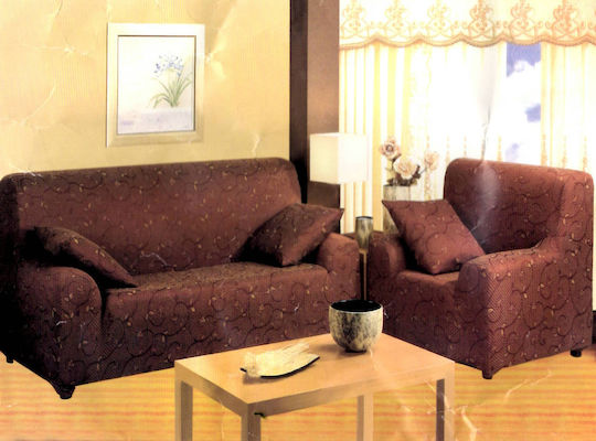 Elastic Sofa Covers Two Seater Model-450 Terracotta
