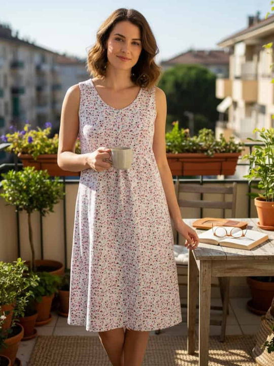 Tress Καλοκαιρινό Βαμβακερό Γυναικείο Νυχτικό Λευκό Tress Καλοκαιρινό Βαμβακερό Γυναικείο Νυχτικό Λευκό