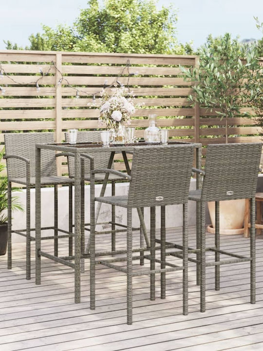 vidaXL Outdoor Bar Set 5 Pieces Gray