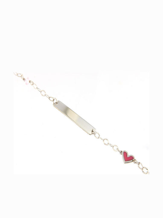 Ios Kids Bracelet ID Silver with Heart & Stones